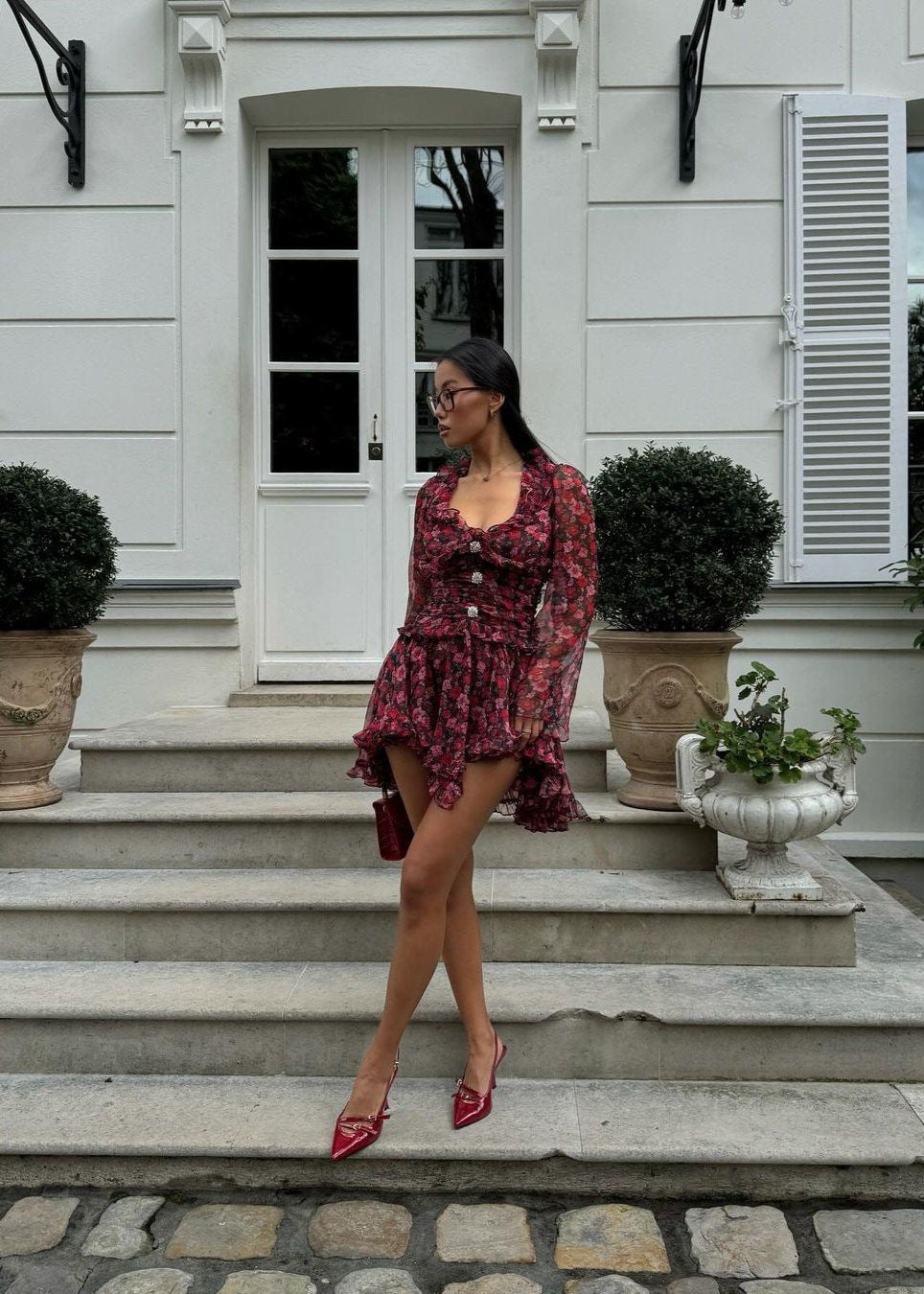 Roselle Ruffled Floral Mini Dress