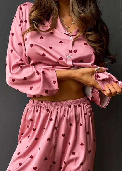Amora - Satin Heart Pajama Set