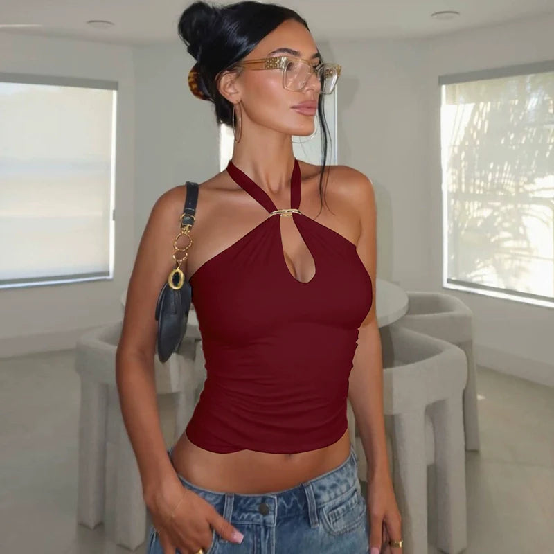 Lahna Halter Backless Crop Top