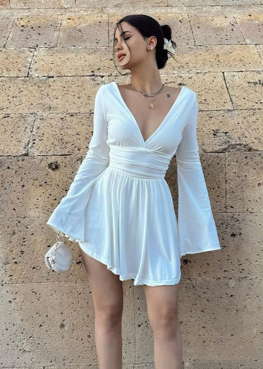 Amara - Long-Sleeve Wrap Mini Dress