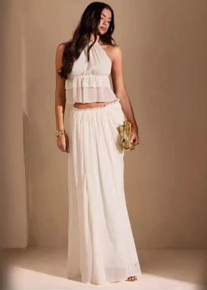 Solana - Halter Crop Top & Flowy Maxi Skirt Set