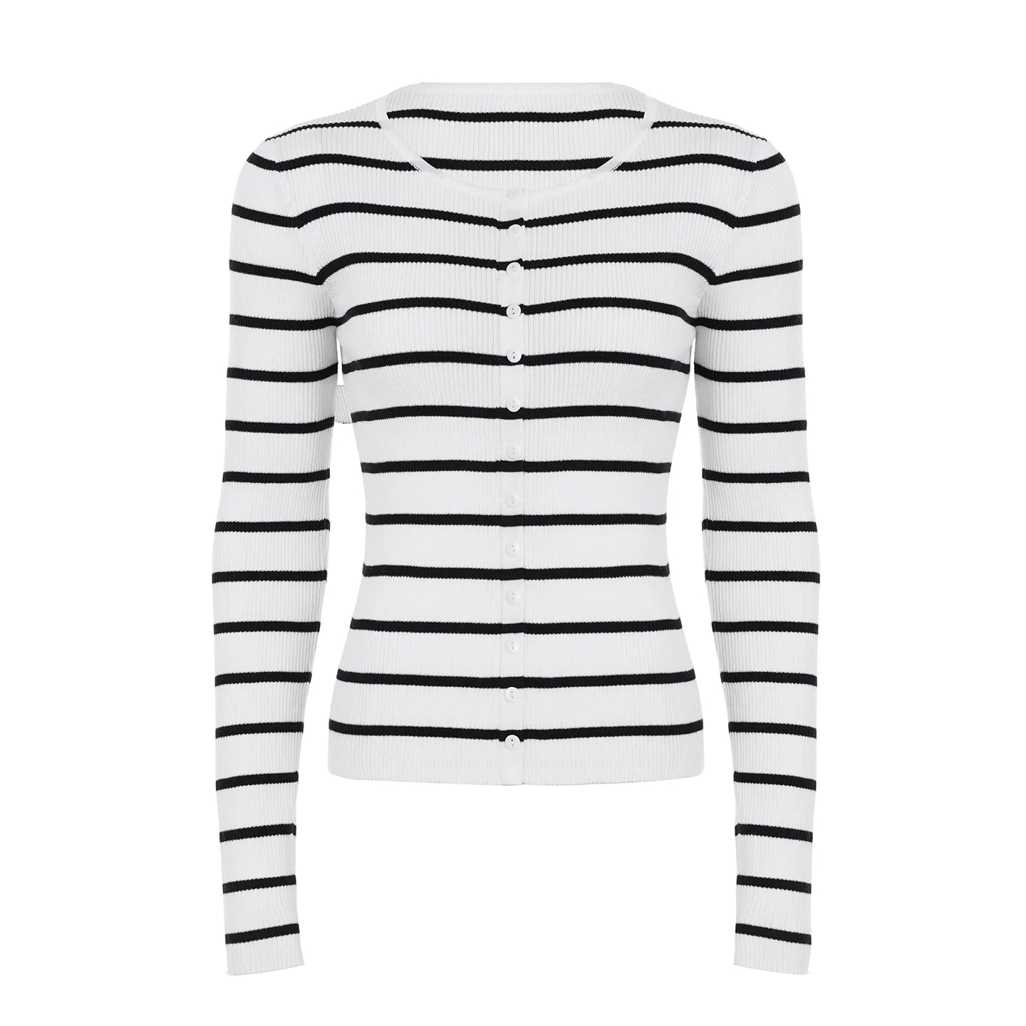 Joyanna Striped Cropped Knit Cardigan