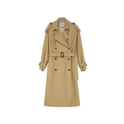 Khaki Double-Breasted Trench Coat