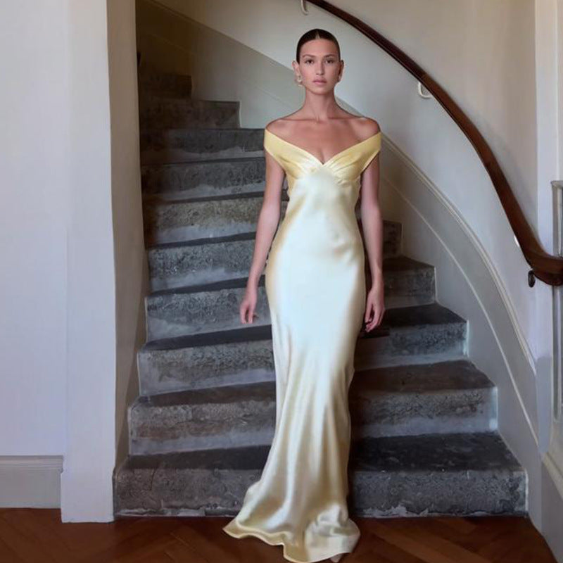 Off-Shoulder Strapless Backless Gown Sexy Formal Dress