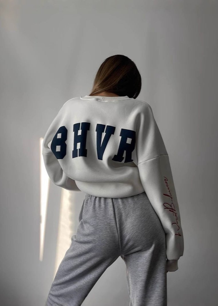 Embroidered Oversized Sweatshirt - Bold Lettering