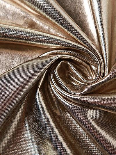 Metallic Coated Deep Neck Backless Evening Dress