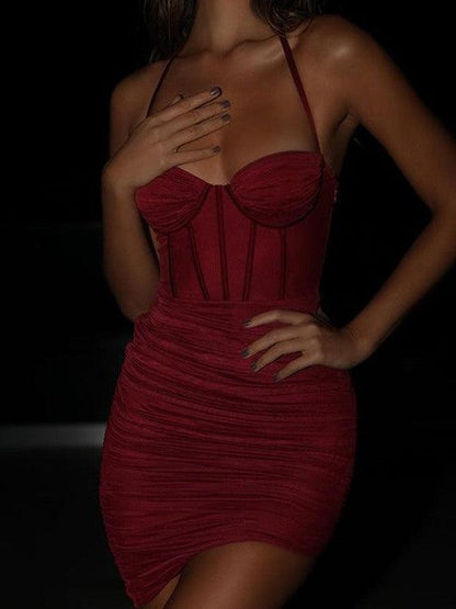 Corset Asymmetric Halter Dress