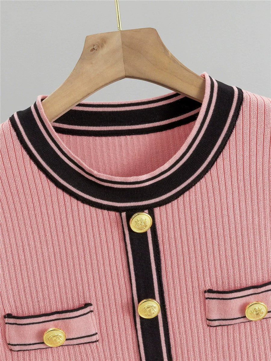 Watermelon Red – Short-Sleeve Slim Fit Fashion Dress