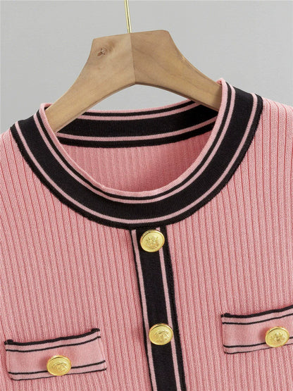 Watermelon Red – Short-Sleeve Slim Fit Fashion Dress