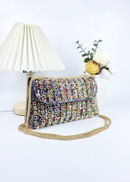 Aurora - Multi-Color Crystal Chain Shoulder Bag