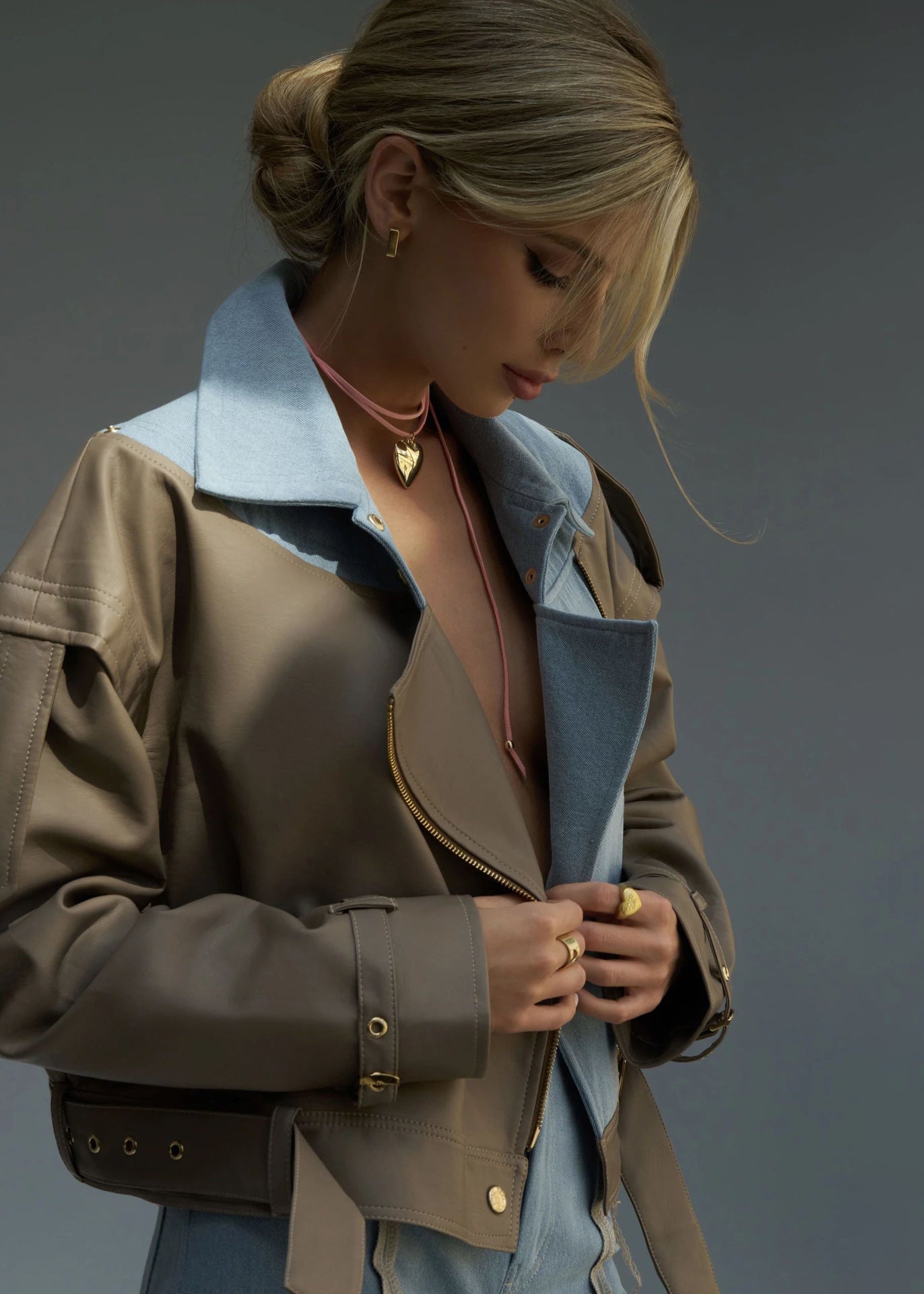 Vesper - Two-Tone Faux Leather Jacket