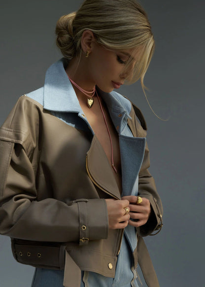 Vesper - Two-Tone Faux Leather Jacket