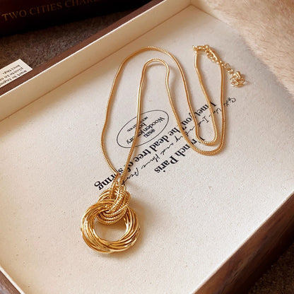 Wrapped Circle Pendant Layered Necklace
