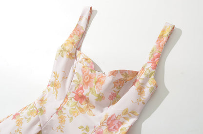 Floral – Printed Backless Spaghetti Strap Dress