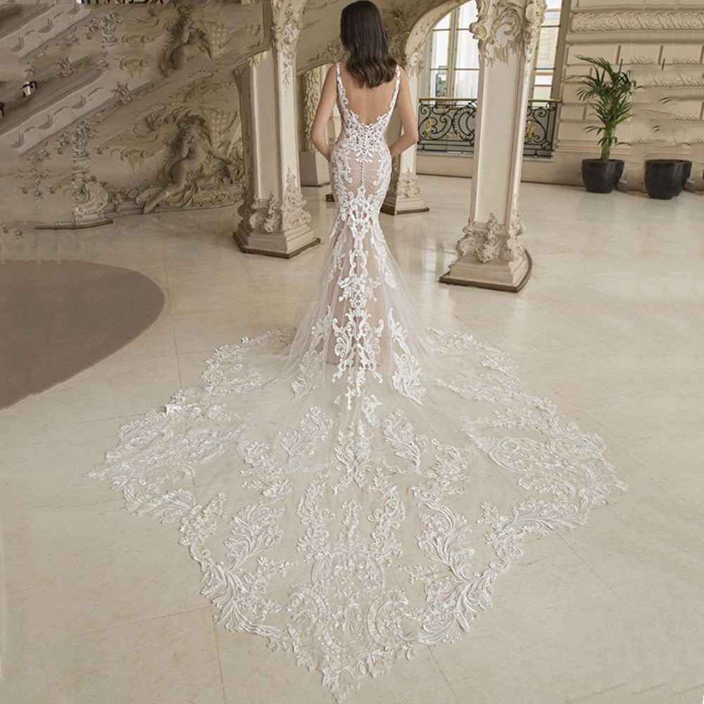 Satin Mermaid Strap Wedding Dress