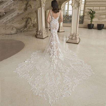Satin Mermaid Strap Wedding Dress