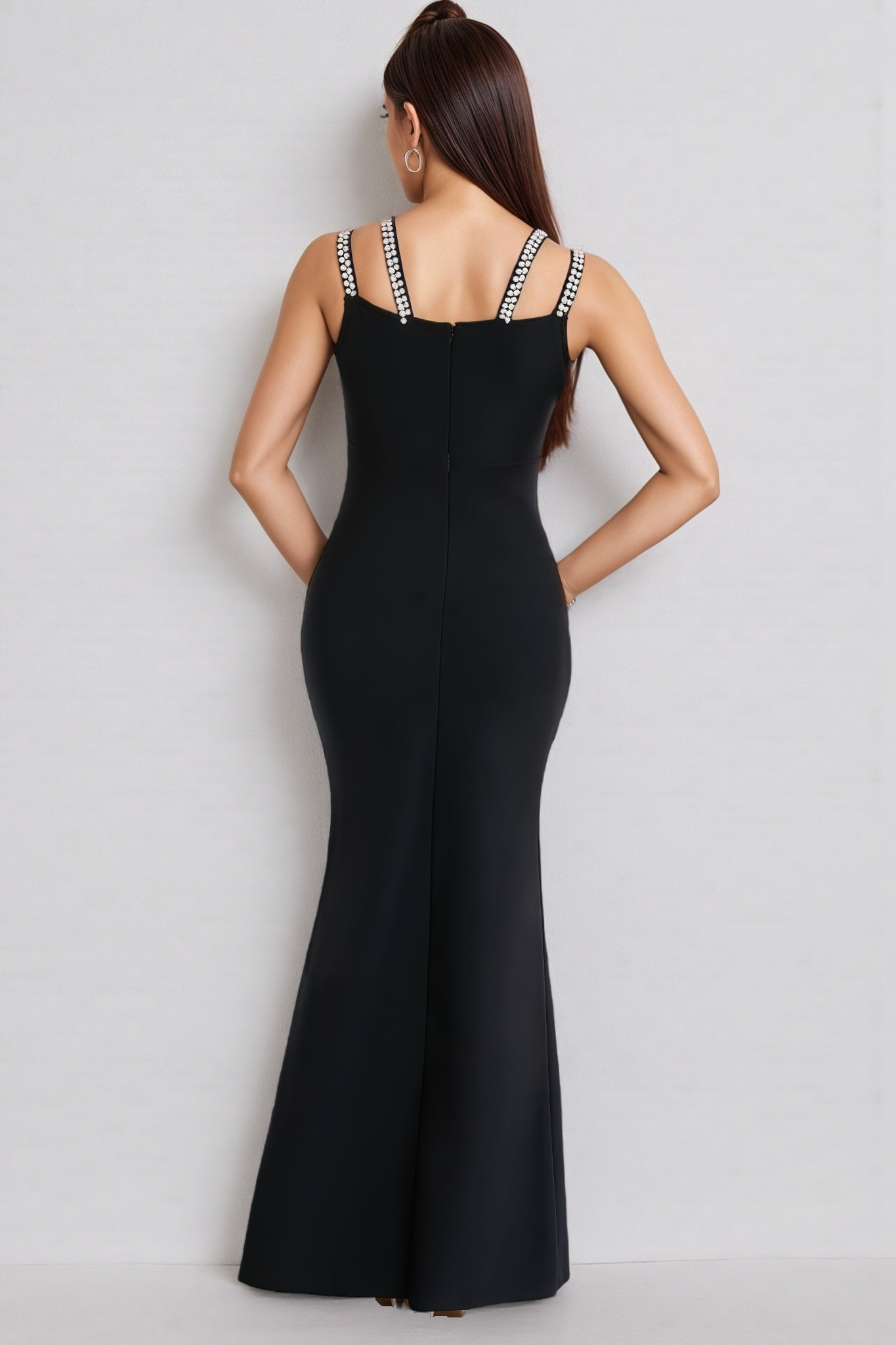 Bexua Black 3D Floral Maxi Dress