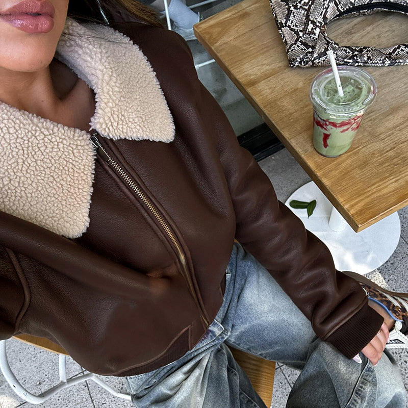 Taylynn Retro Faux Leather Jacket
