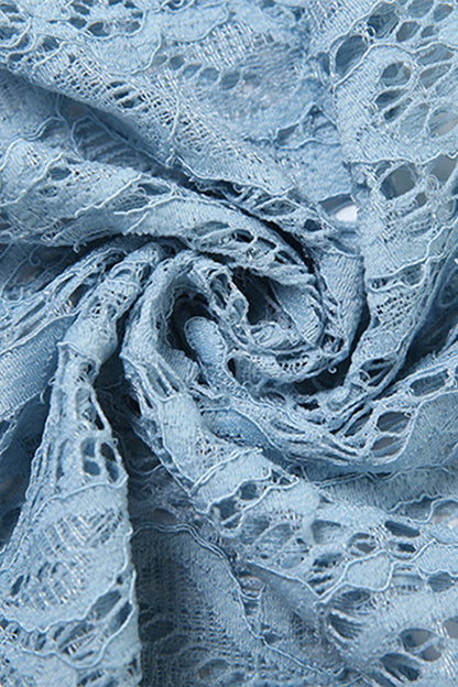 Jamie Long Sleeve Draped Lace Mini Dress