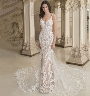 Satin Mermaid Strap Wedding Dress