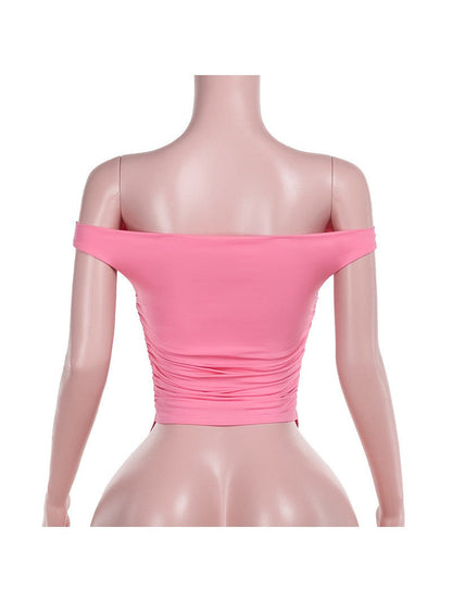 Off Shoulder Pleated Crop Top
