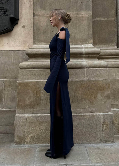 Midnight Poise - One-Shoulder Maxi Dress