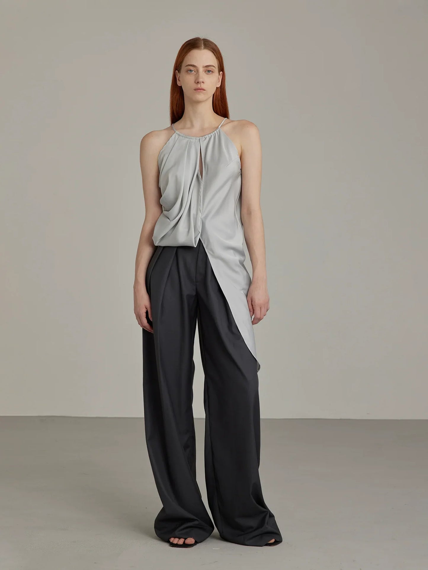 Black Wide-Leg High-Waist Trousers