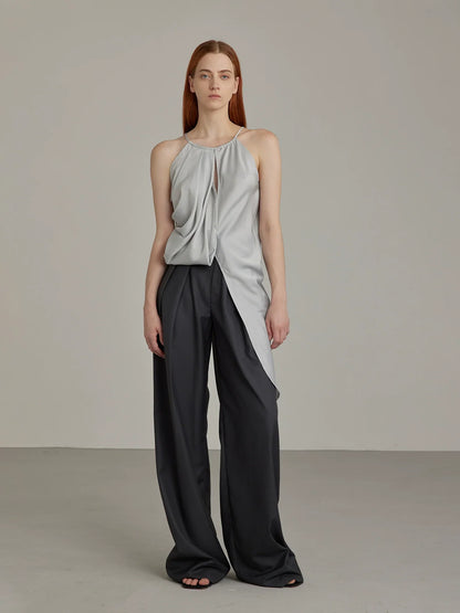 Black Wide-Leg High-Waist Trousers