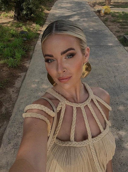Rope Strapless Halterneck Loose Beach Dress