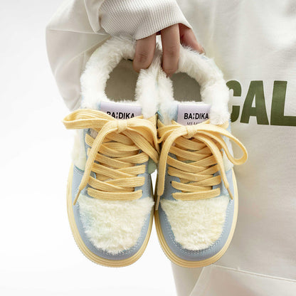 Women's Pink Platform Sneakers With Fleece Lining