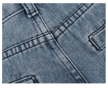 Vintage Distressed And Dirt-Dyed Patchwork Wide-Leg Jeans