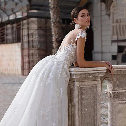 Lace Round Neck Two-Way Wedding Dress