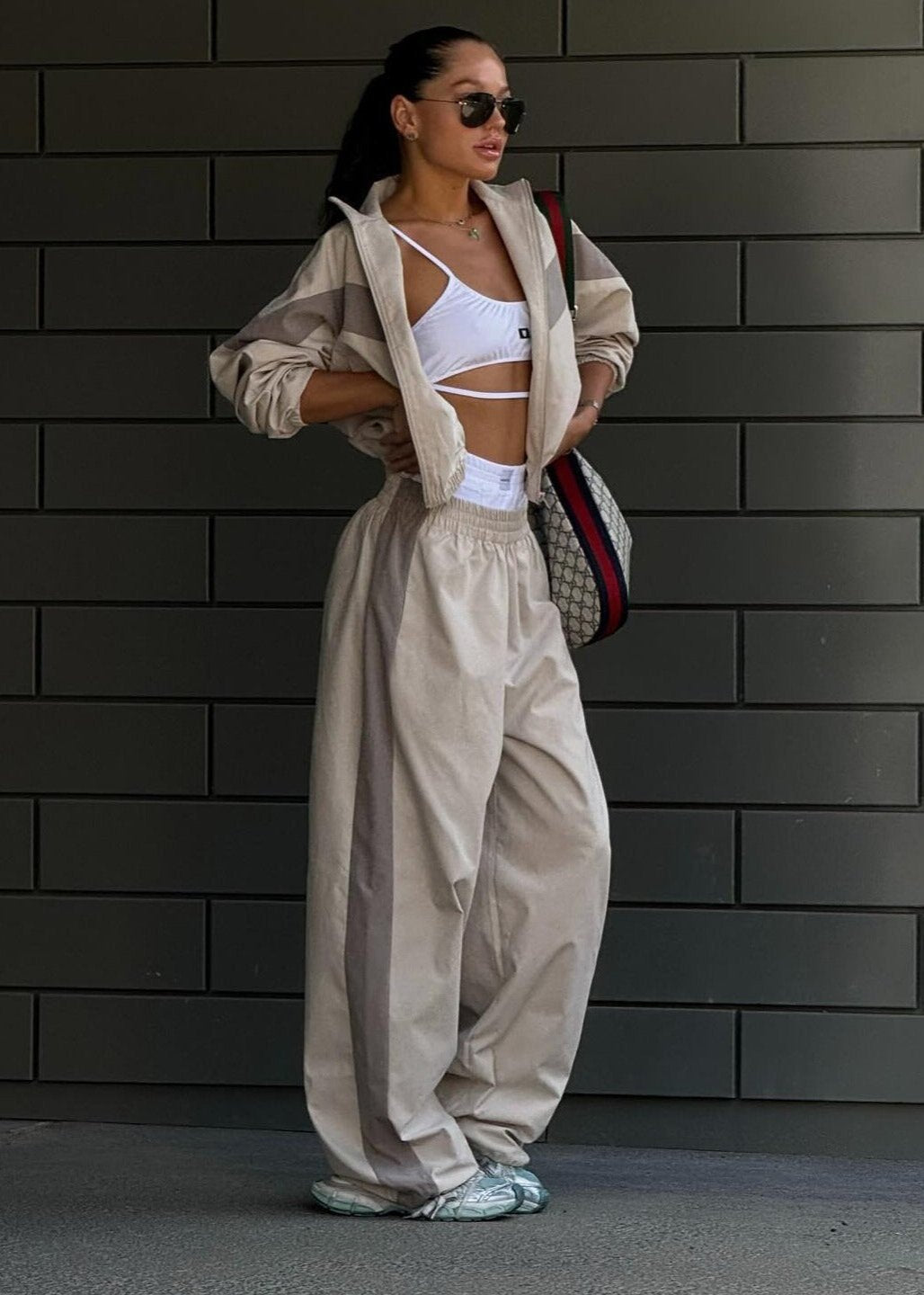 Neutral-Tone Track Set - Modern Streetwear