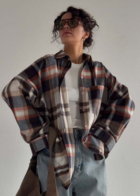Oversized Plaid Flannel Shirt