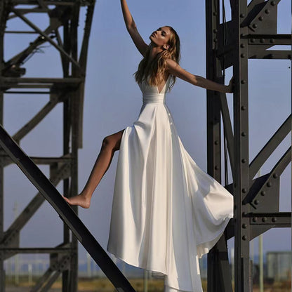 X-Neck Sleeveless Wedding Dress