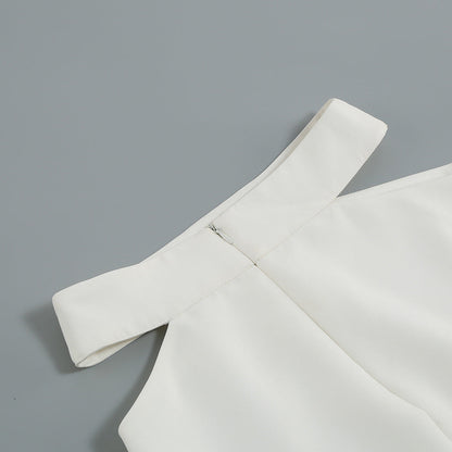 White Cutout Long Sleeve Blazer Dress