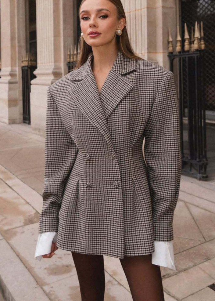 Houndstooth Blazer Mini Dress – Timeless Power Dressing