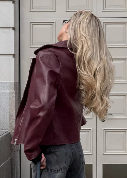 Bordeaux Faux Leather Moto Jacket