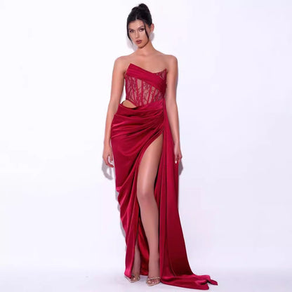 Casual Sexy Black Strapless Bandage Prom Dress