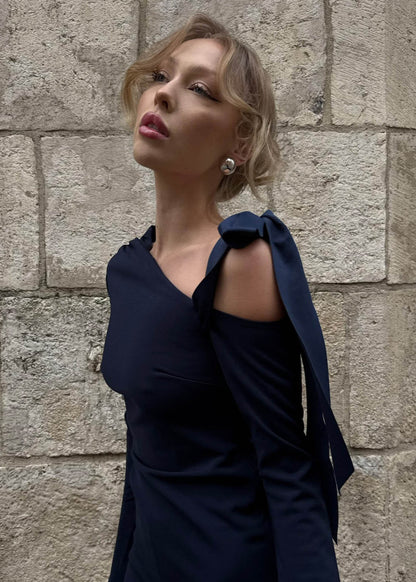 Midnight Poise - One-Shoulder Maxi Dress