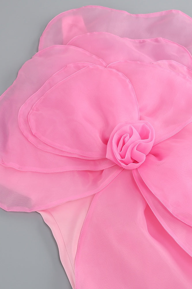 Tina One Shoulder Floral Applique Mini Dress