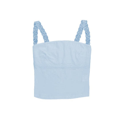Lace hem backless solid cami top