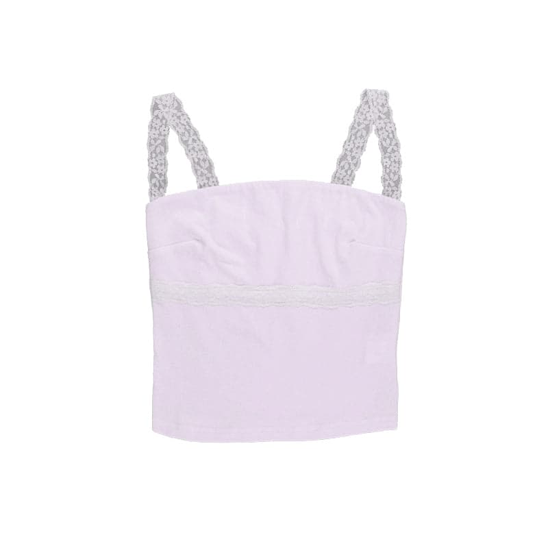 Lace hem backless solid cami top
