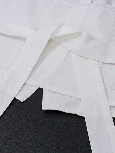 V Neck Halterneck Top & Low Waist Slit Skirt Coord Set