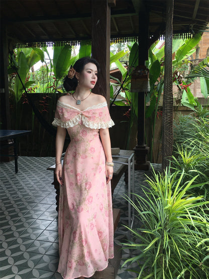Spring Serenity Dual-Wear Maxi Sheer Cinnamon Pink Fairy Dress 2025 gunne sax vintage dress