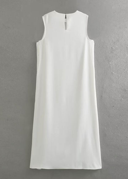 Celeste - Minimalist Sleeveless Button-Detail Maxi Dress