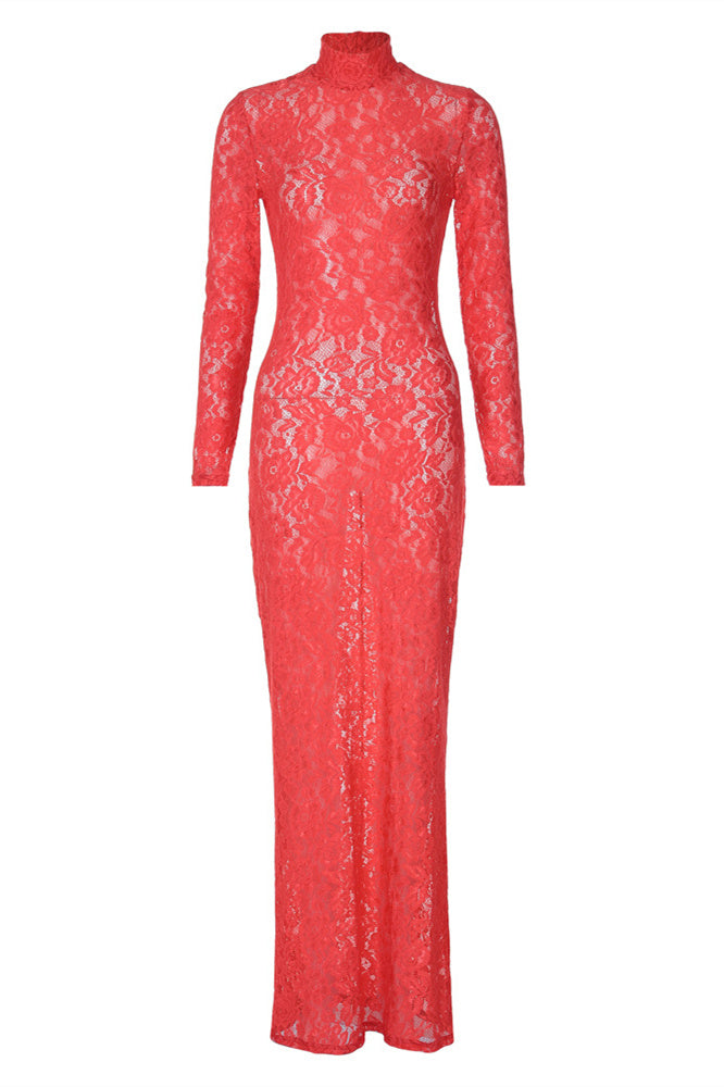 Susanna Long Sleeve Sheer Lace Maxi Dress