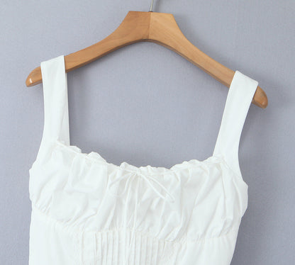 White - Slim Fit Spaghetti Strap Princess Dress
