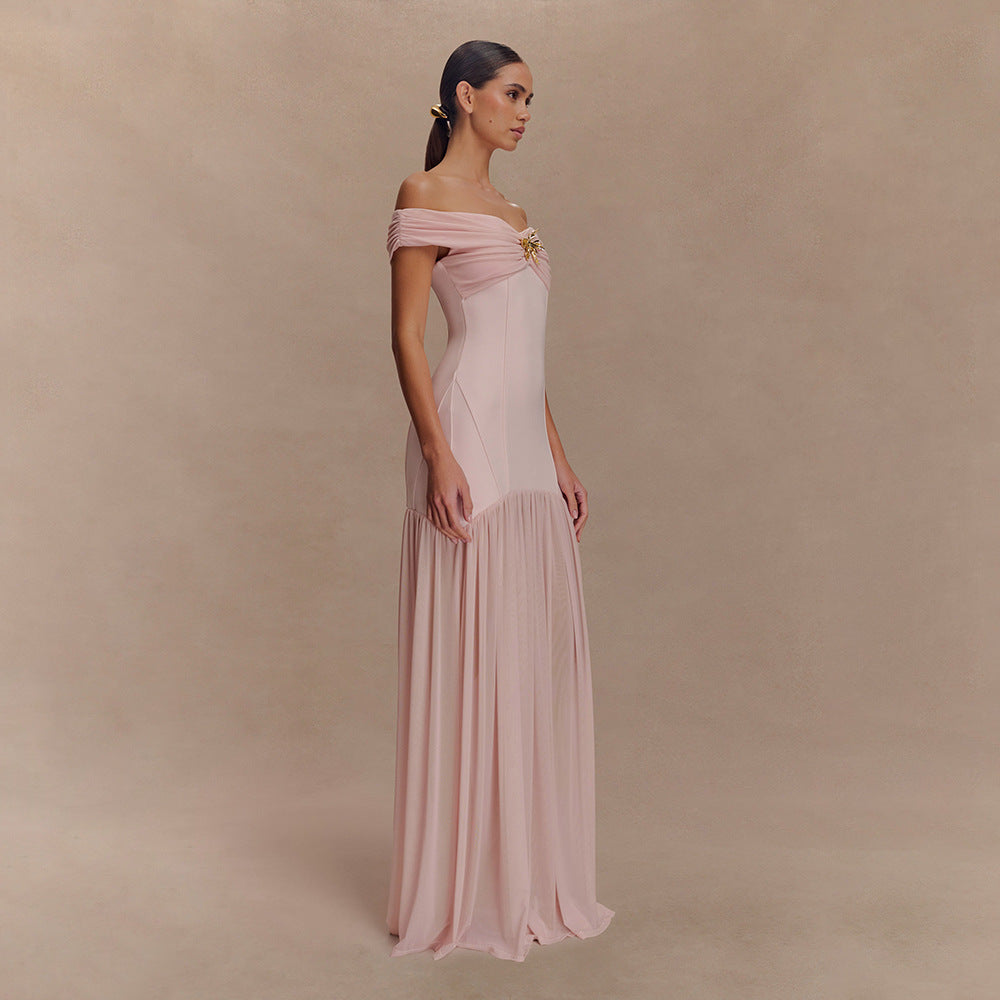 Backless Mesh Panel Midi Dress