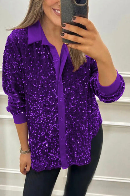 AMYVICTORIA™ - Shimmer Sequin Shirt
